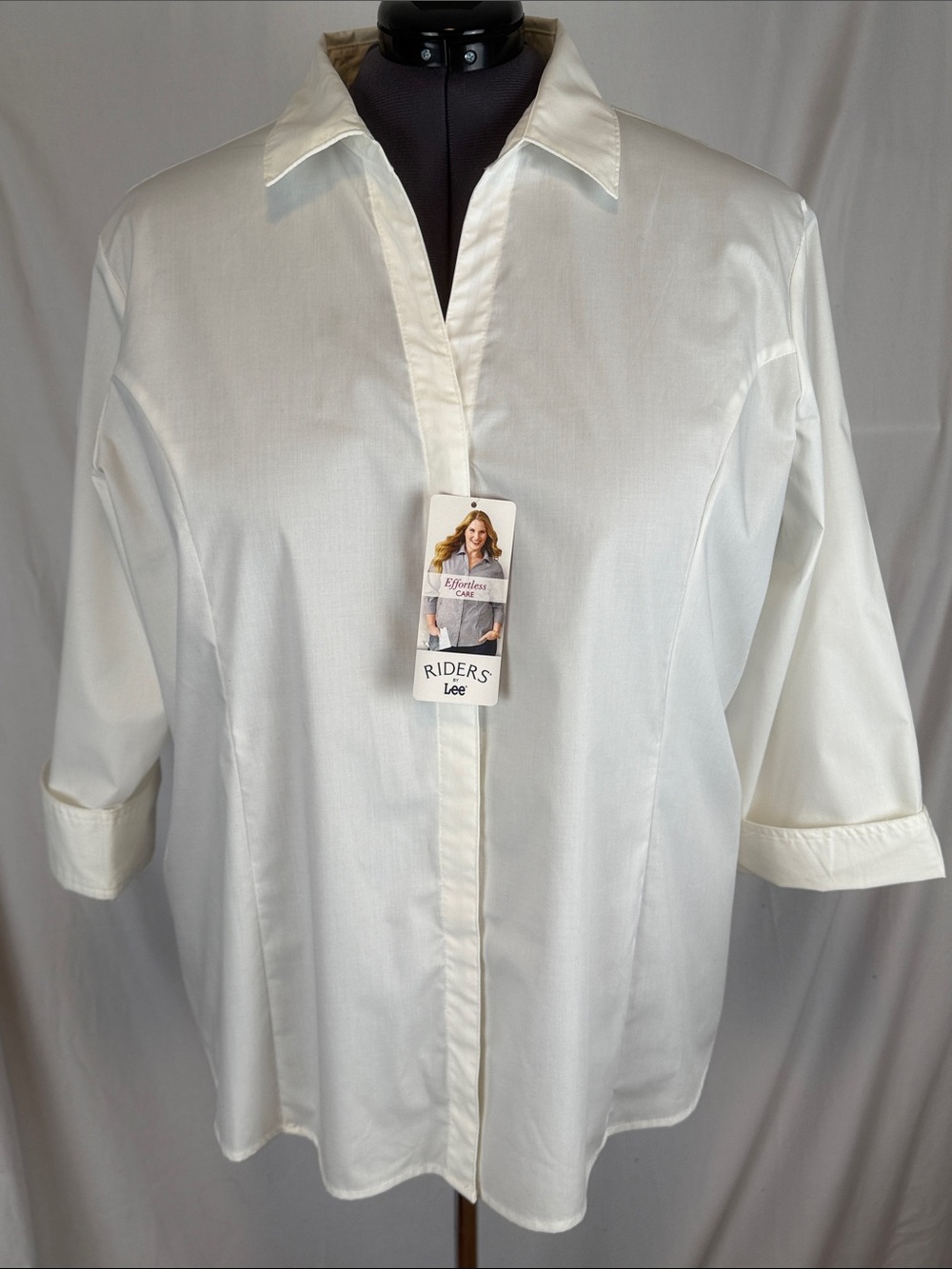 Women's Riders by Lee 3/4 Sleeve Length Button Up Collared Blouse Size 3X NWT